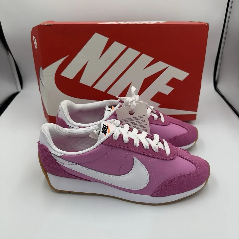 Nike‎ Pacific Shoes Womens Size 7 Playful Pink White Suede Sneakers HM4771-602